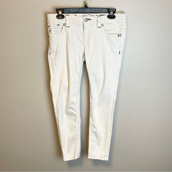 Miss Me Womens Signature Skinny Ankle Low Rise Stretch Jeans Sz 27 White - Picture 2 of 5